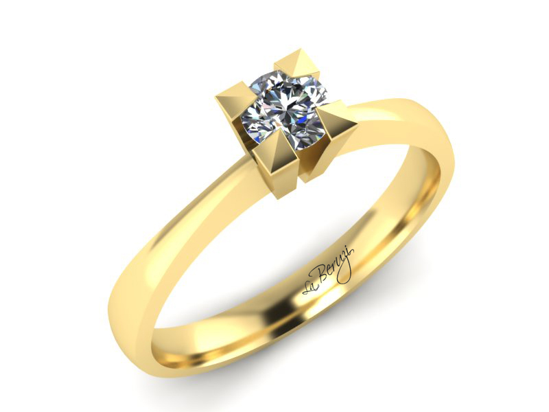 Inel de logodna din aur galben 14K cu diamant de 0,20 ct - MDA024d V3 LA Beruzi