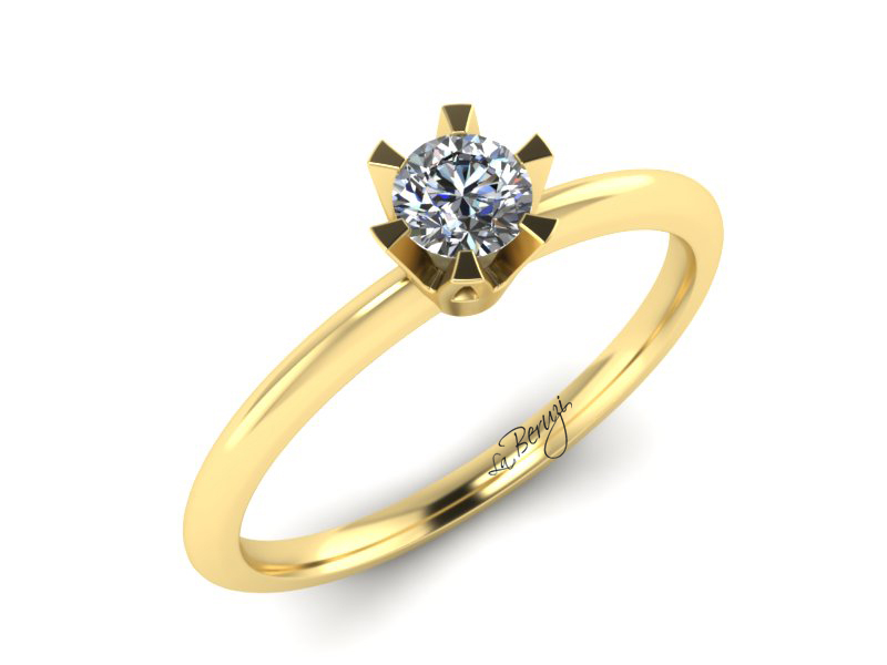 Inel de logodna din aur alb 14K cu diamant de 0,15 ct - MDA 069 V2 LA Beruzi