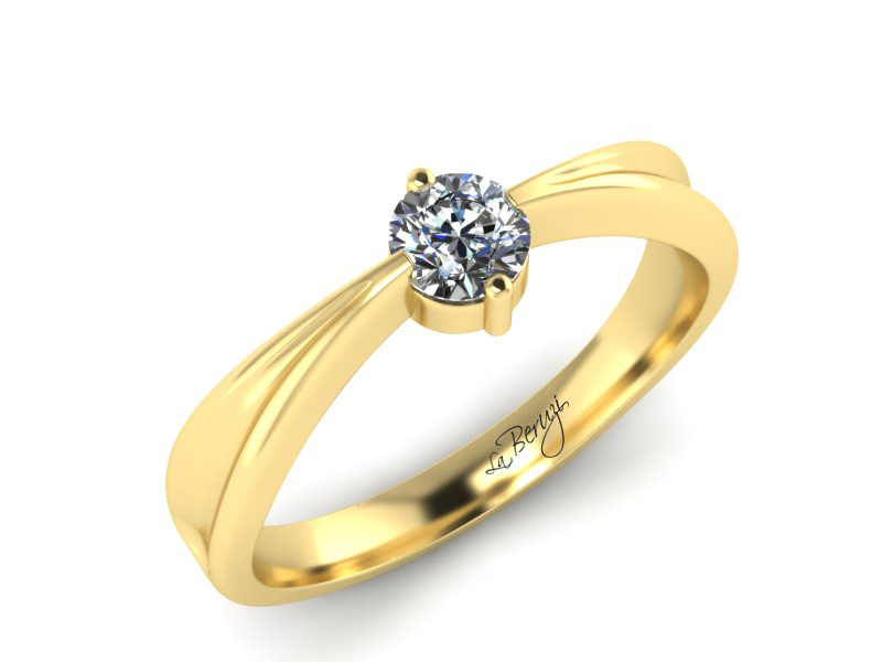 Inel de logodna din aur galben 14K cu diamant de 0,12 ct - MDA001 V3