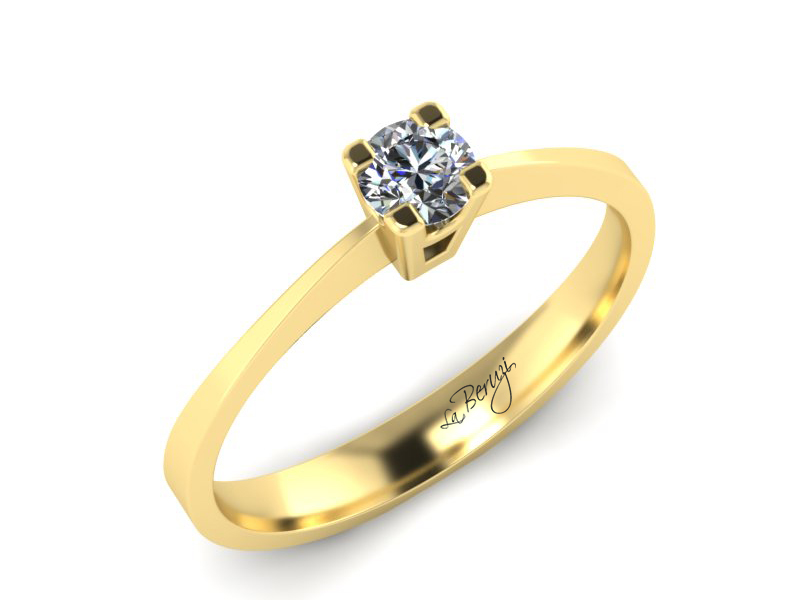 Inel de logodna din aur galben 14K cu diamant de 0,10 ct - MDA009 V3