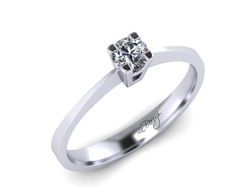 Inel de logodna din aur alb 14K cu diamant de 0,12 ct - MDA009 V1