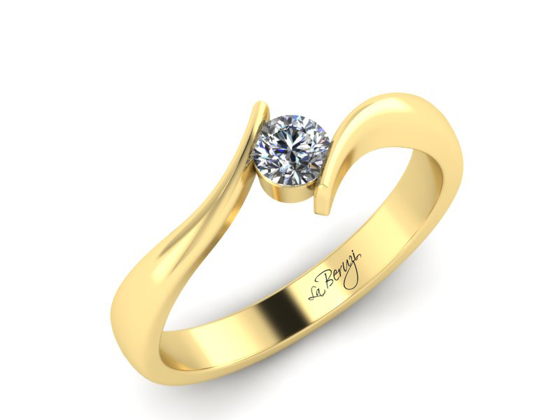 Inel de logodna din aur galben 14K cu diamant de 0,10 ct - MDA029 V3